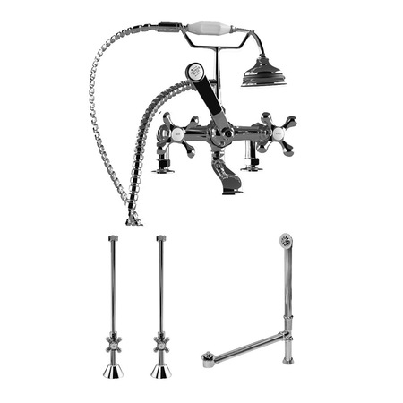 CAMBRIDGE PLUMBING Complete Polished Chrome Free Standing Plumbing Package for Clawfoot Tub CAM463D-2-PKG-CP